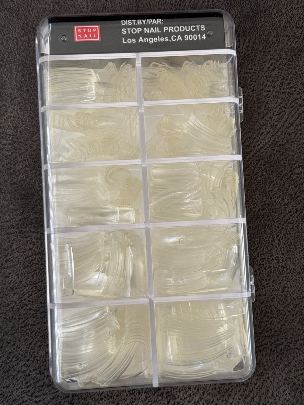 STOP NAIL Clear Press-On Nail Tips – 10-Compartment Ready Set